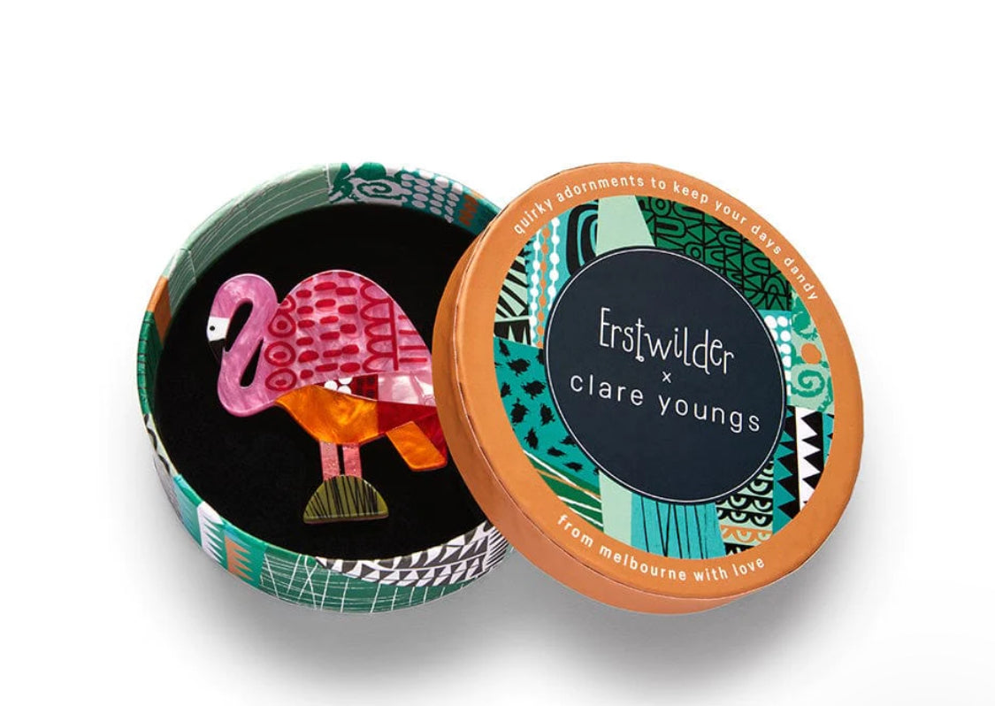 A Flamingo Named Honk Brooch - Clare Youngs Collection