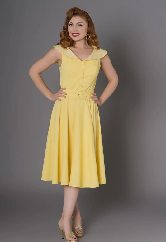 Freda yellow swing dress