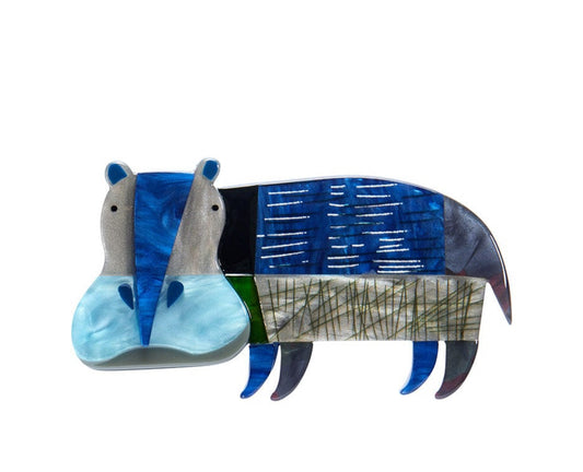 A Hippo Named Grunt Brooch-Clare Youngs Collection