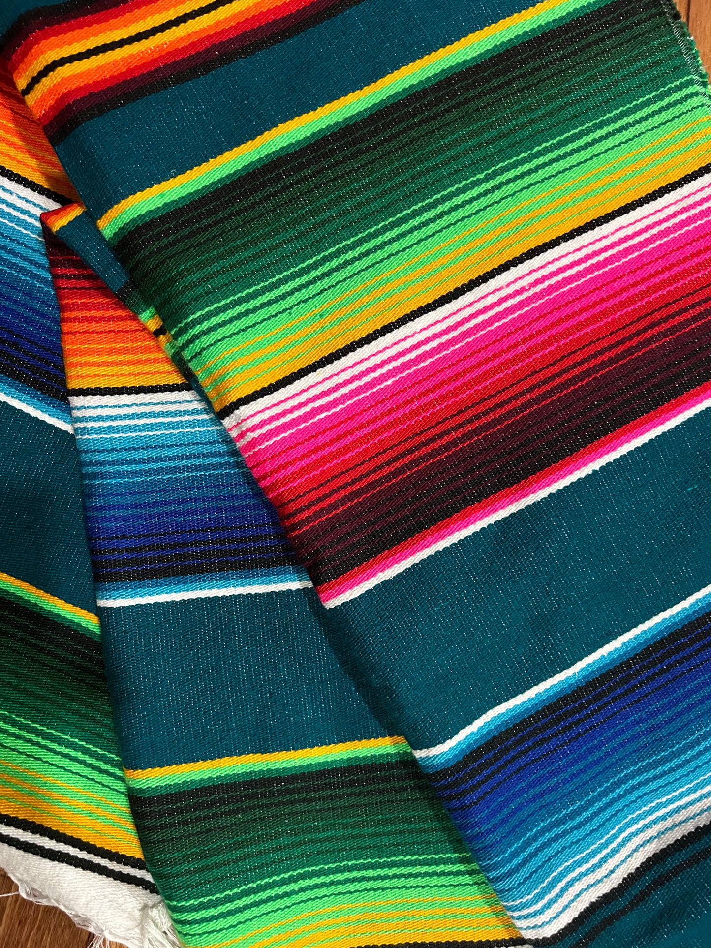 Emerald Green Mexican Sarape Blanket