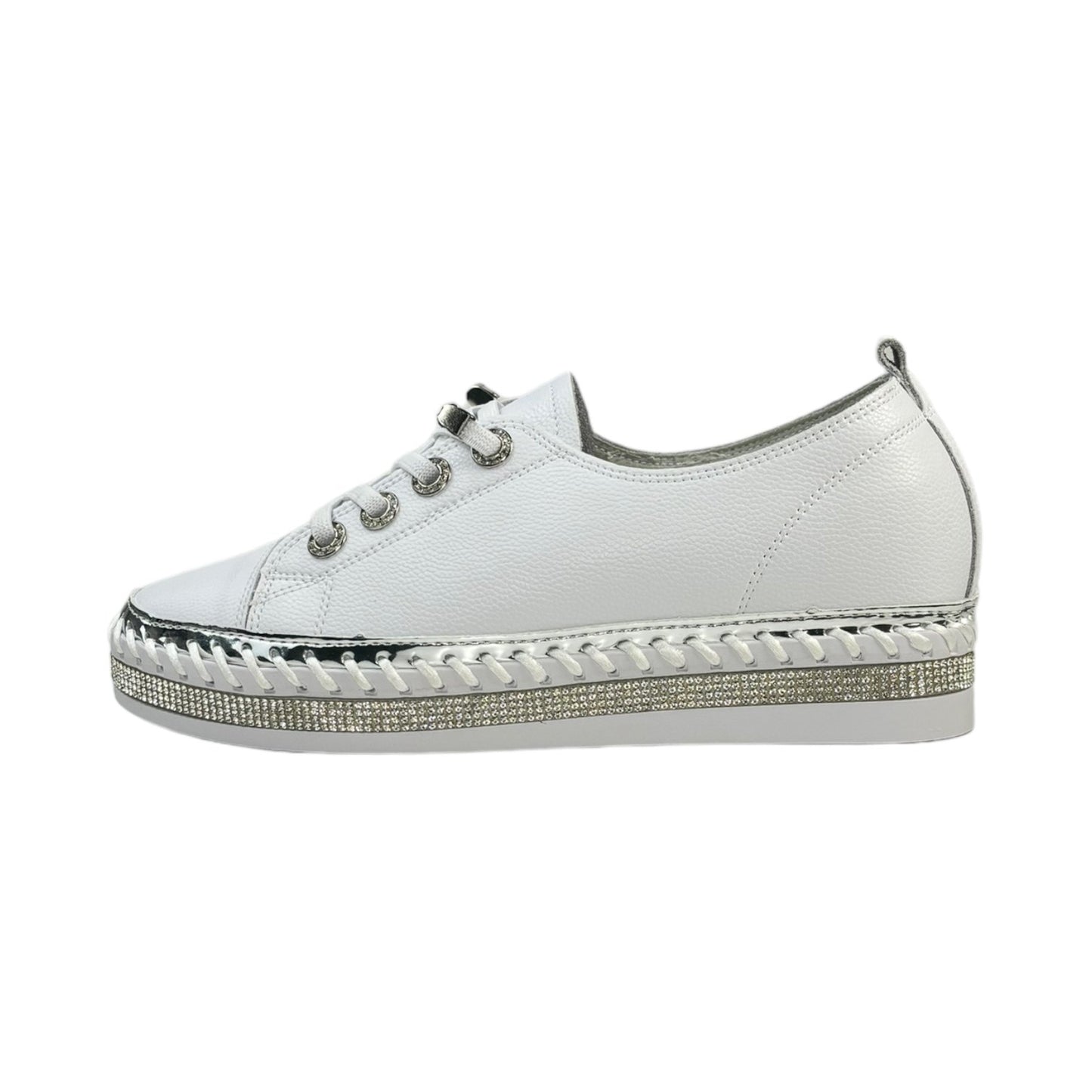 Glitzy Leather Sneaker White
