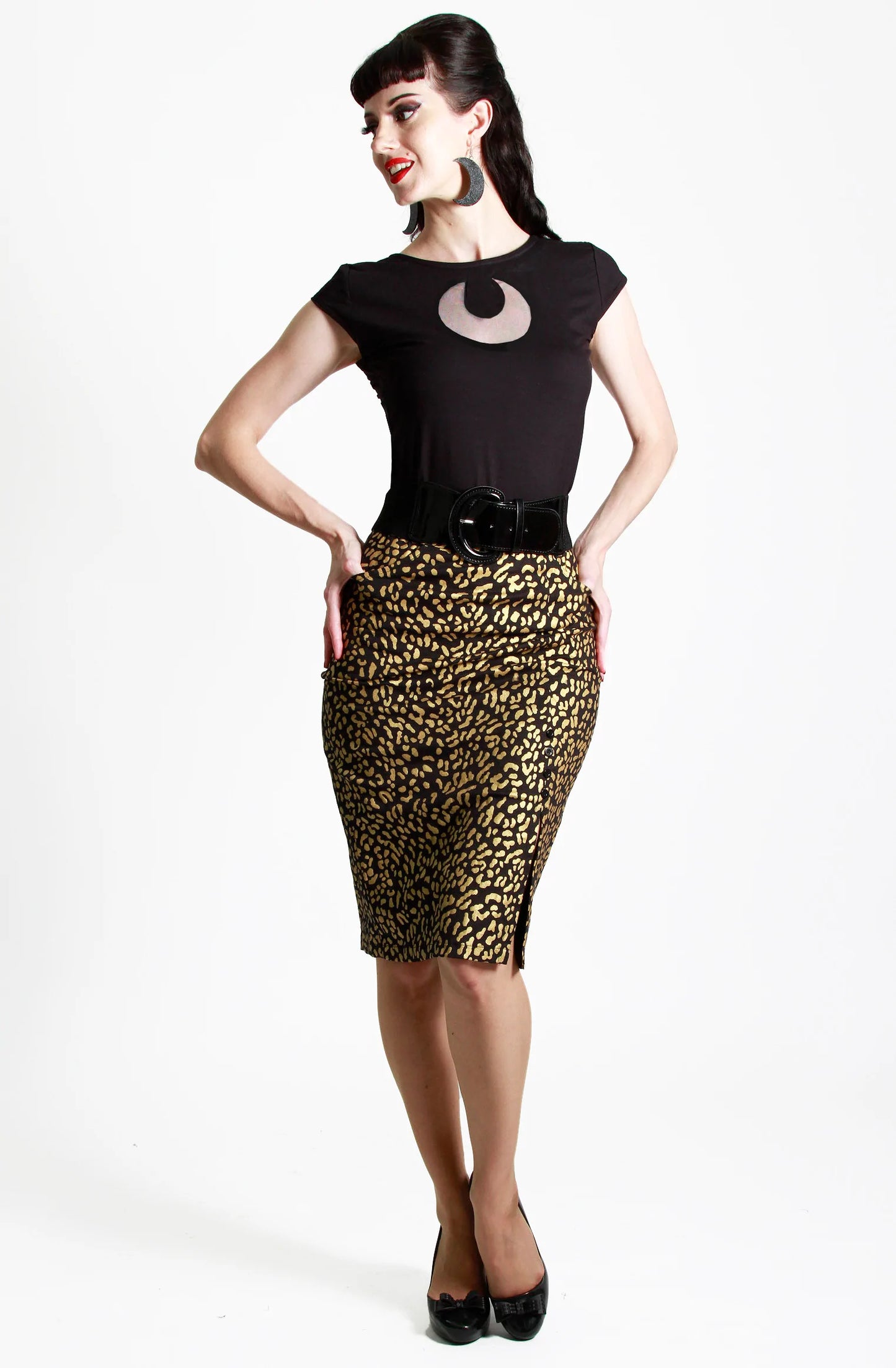 Gold Leopard Wiggle Skirt