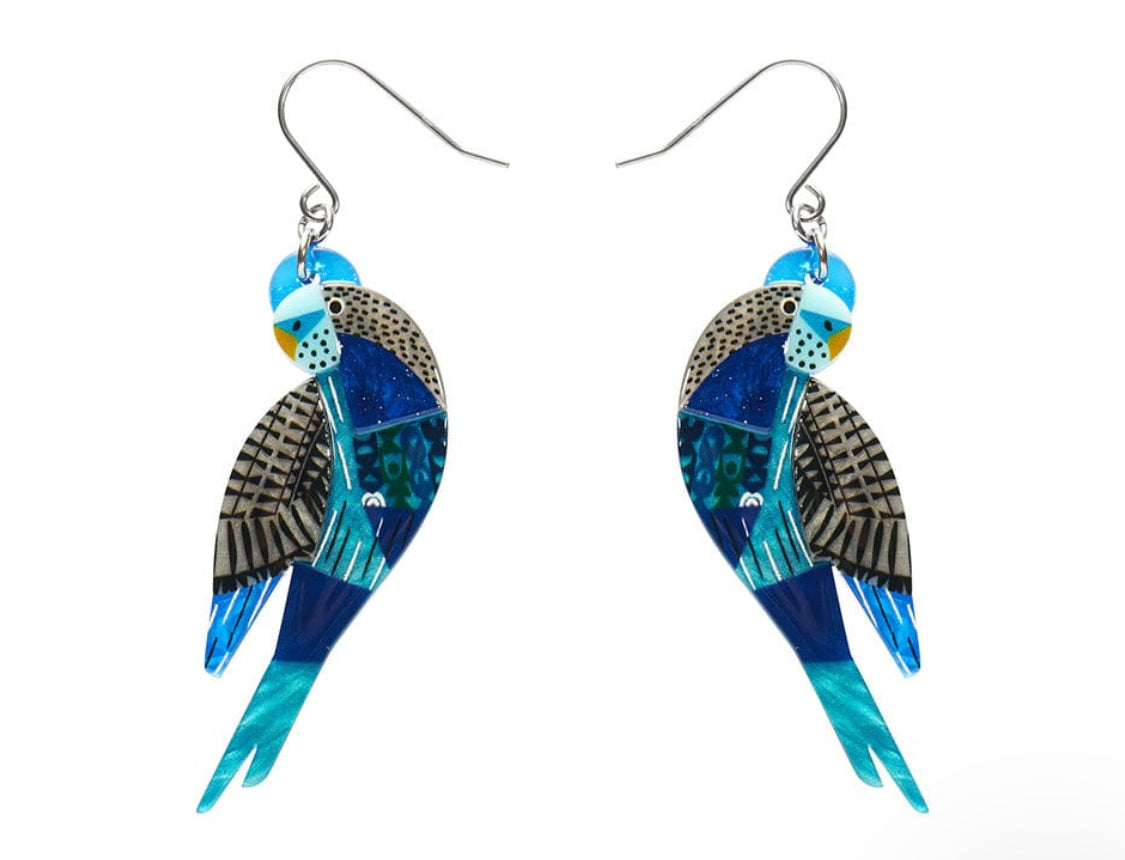 A Budgie Named Chirp Drop Earrings-Clare Youngs Collection
