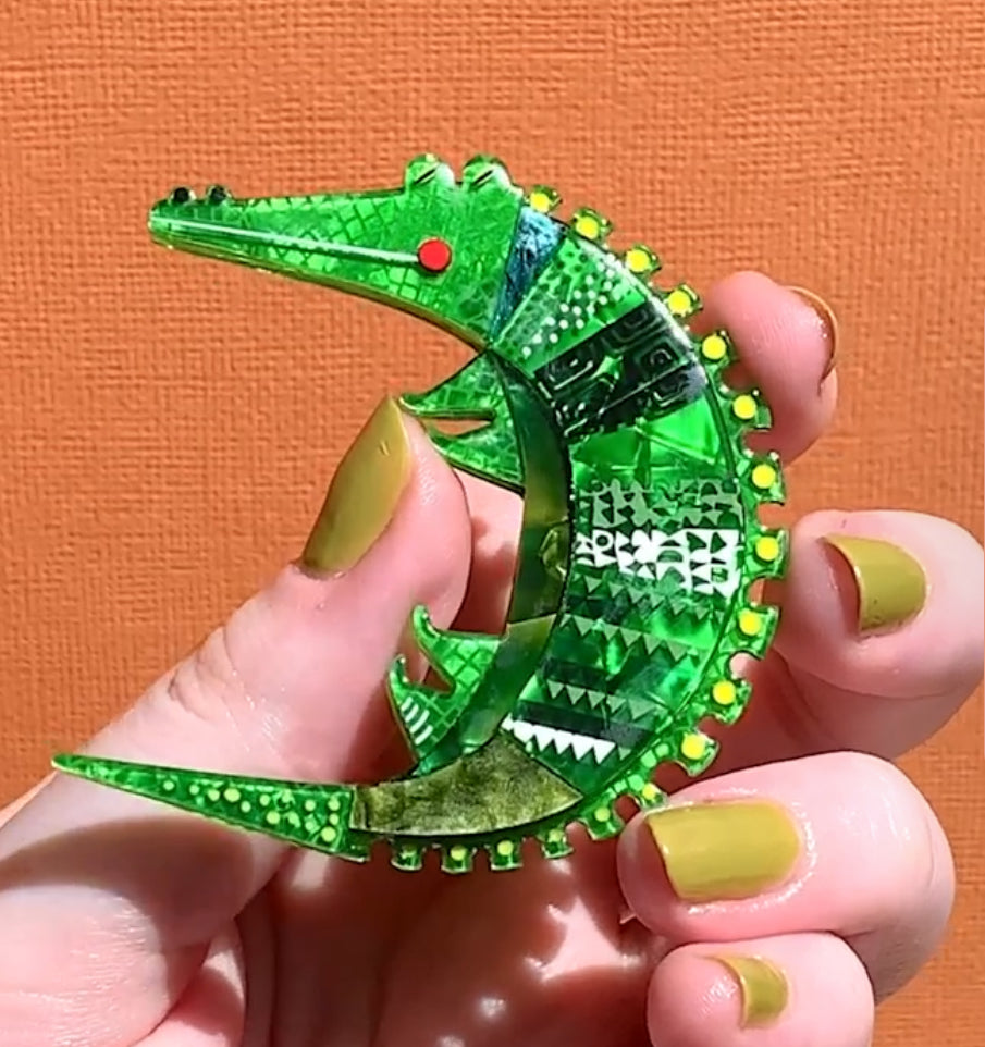 A Crocodile Named Growl Brooch - Clare Youngs Collection