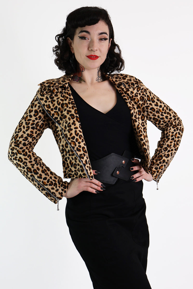 Leopard biker jacket hotsell