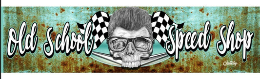 Old School Speed Shop Bar Runner- Bar Mat