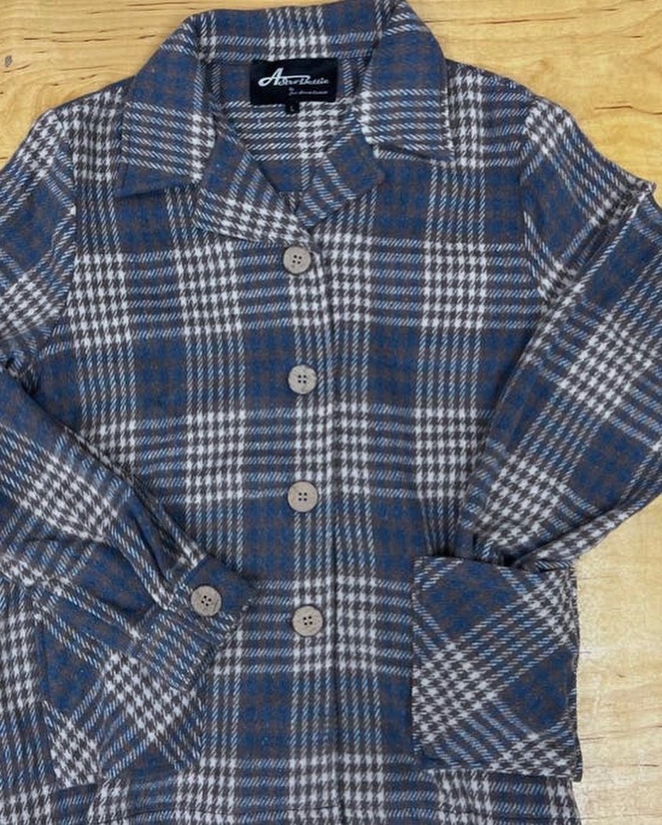 1940's Button Down Jacket-Blue/Tan - Bee Bop Boutique