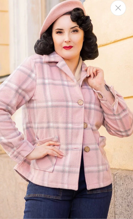 1940s Button Down Jacket - Pink/Silver - Bee Bop Boutique
