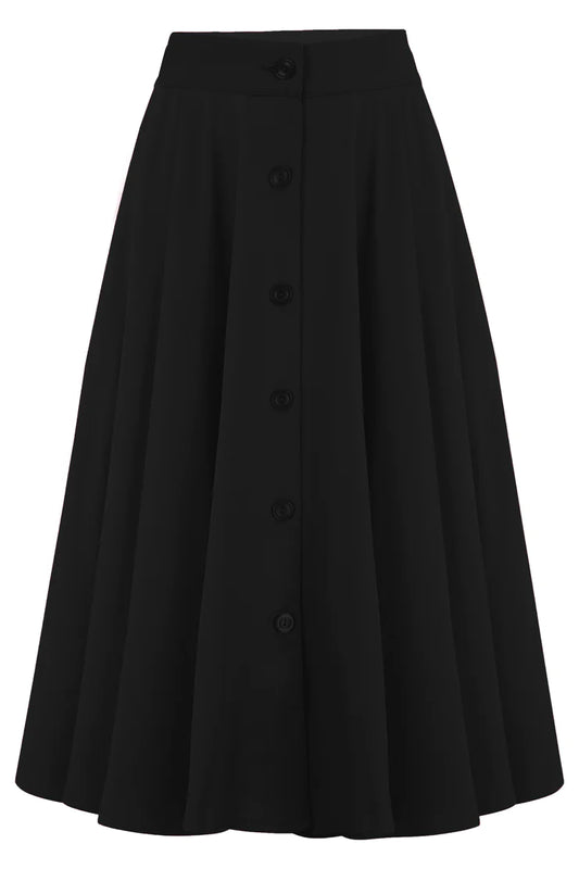 The "Beverly" Button Front Full Circle Skirt with Pockets