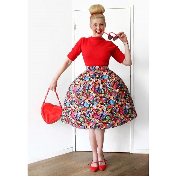 Carolyn Box Pleat Pop Art Skirt