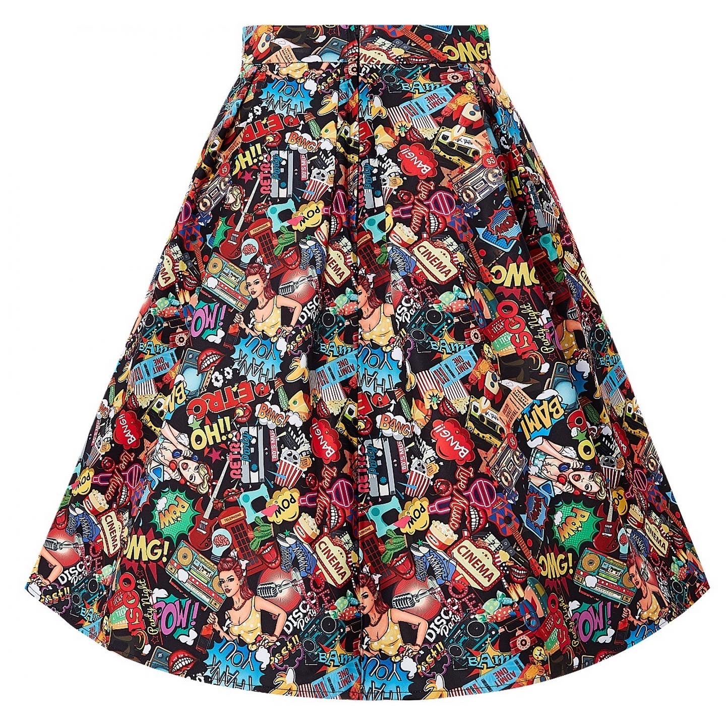 Carolyn Box Pleat Pop Art Skirt